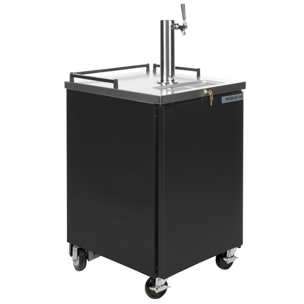Beer Dispenser, Single Tap, Mobile, (1) 1/2 Keg Capacity, Black